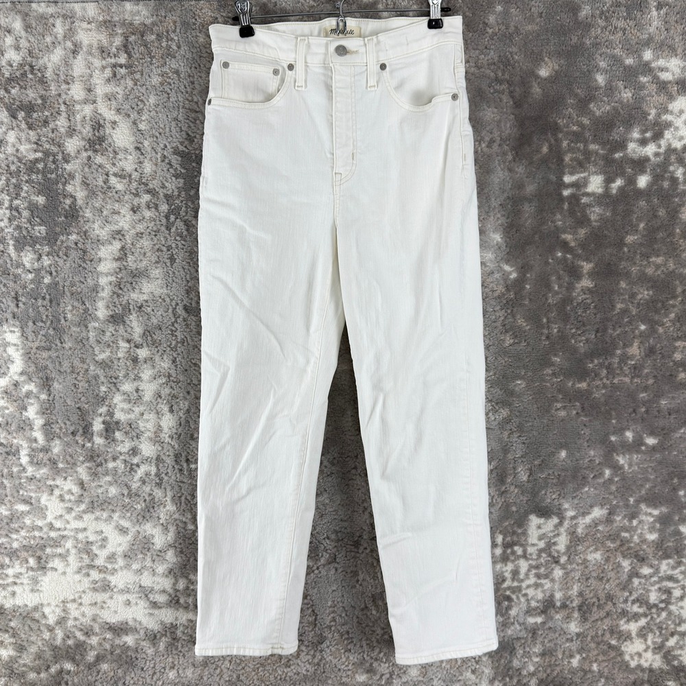 Madewell Size 26 High Rise‎ Straight Leg Denim Jeans White Full Length Women